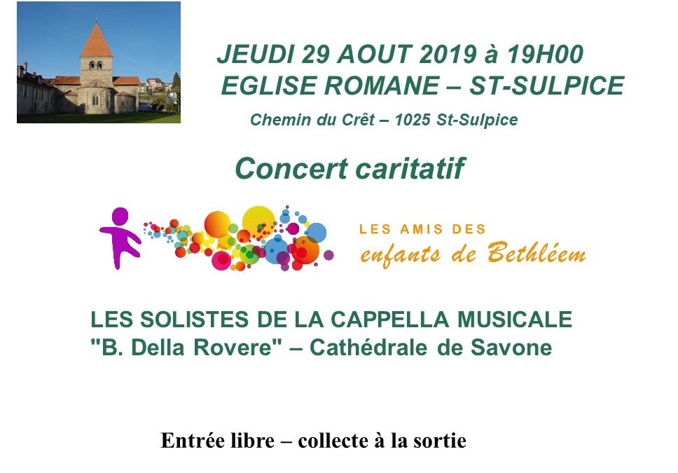 Concert à l’Eglise romane de St-Sulpice – 29.08.2019